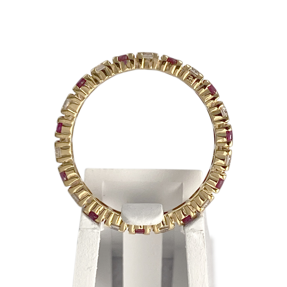 Bague d'occasion or 750 jaune zirconias rubis - vue 3