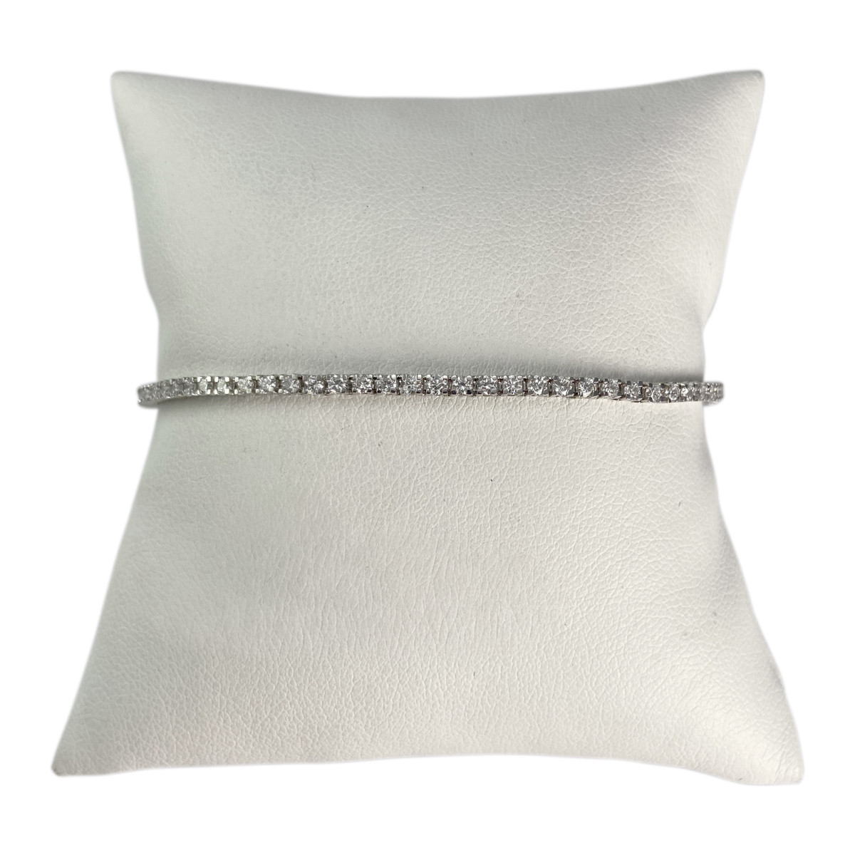 Bracelet d'occasion or 750 blanc diamant synthétique 17.5 cm