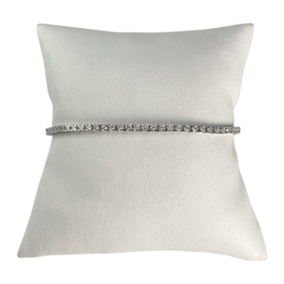 Bracelet d'occasion or 750 blanc diamant synthétique 17.5 cm