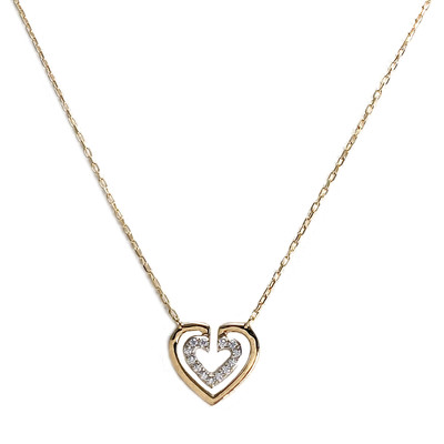 Collier d'occasion or 375 jaune coeur maille forcat zirconias - vue 1