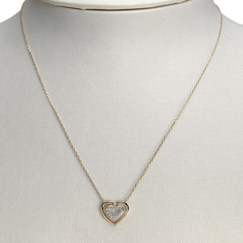 Collier d'occasion or 375 jaune coeur maille forcat zirconias