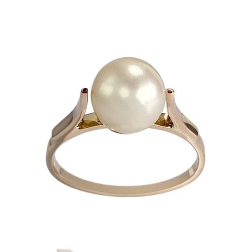 Pre-owned 18K rose gold ring with a cultured pearl