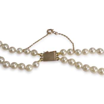 Double rang d'occasion or 750 jaune perle de culture du japon