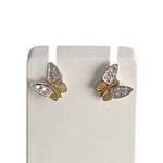 Boucles d'oreilles d'occasion  or 375 2 tons papillon zirconias - vue 1