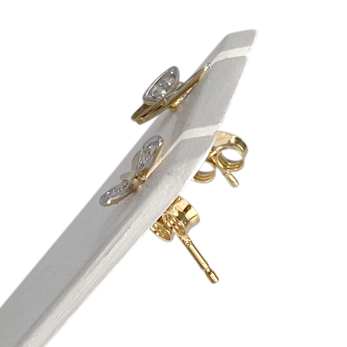 Boucles d'oreilles d'occasion  or 375 2 tons papillon zirconias - vue 2