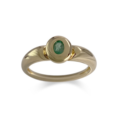 Second-hand gold 750 yellow emerald ring