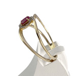 Bague d'occasion or 375 jaune rubis diamant - vue 2