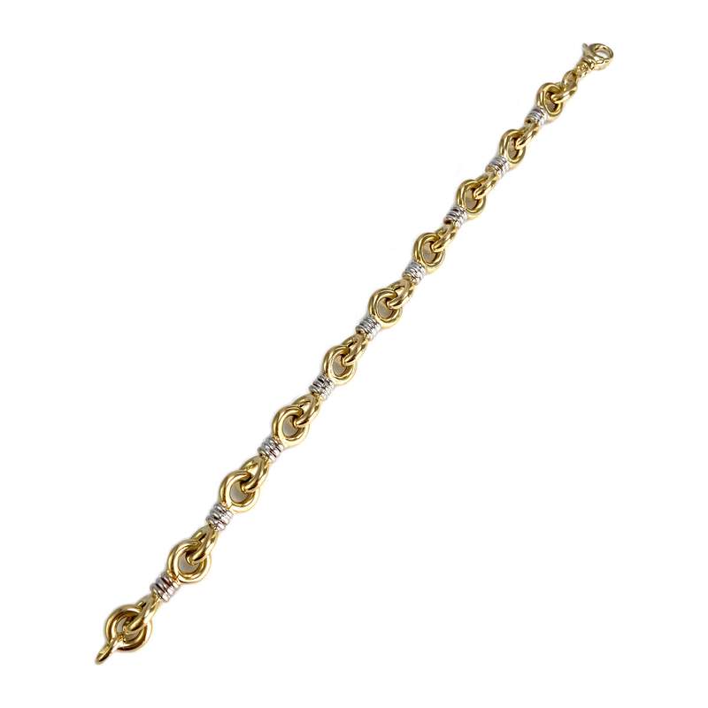 Bracelet d'occasion 2 ors 750 maille fantaisie - vue 2