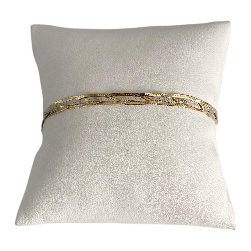 Bracelet d'occasion 2 ors 750 maille fantaisie - vue 1
