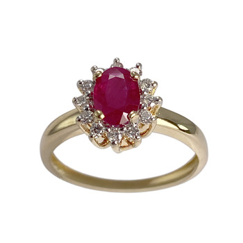 Bague d'occasion or 750 2 tons diamant rubis