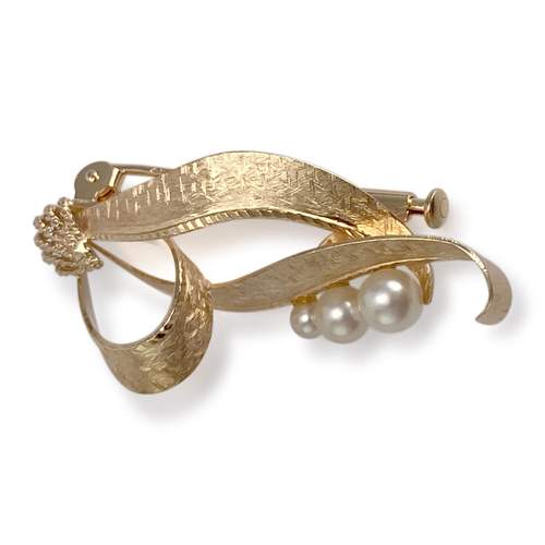 Broche d'occasion or 750 jaune perle de culture perle de culture perle de culture