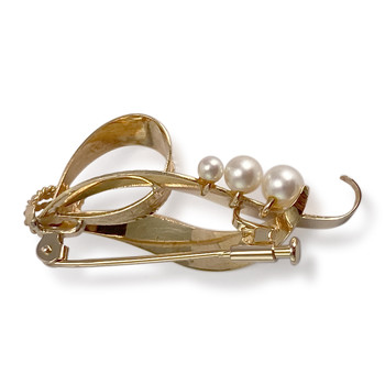 Broche d'occasion or 750 jaune perle de culture perle de culture perle de culture