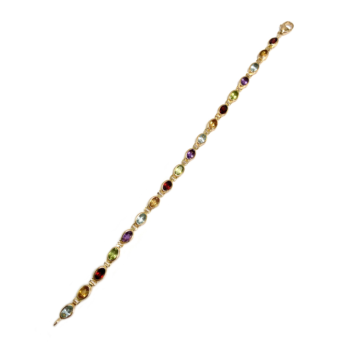 Bracelet d'occasion or 750 jaune citrine topaze grenat peridot amethyste - vue 2