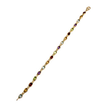 Bracelet d'occasion or 750 jaune citrine topaze grenat peridot amethyste