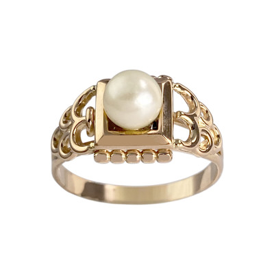 Bague d'occasion or 750 jaune perle de culture - vue 1