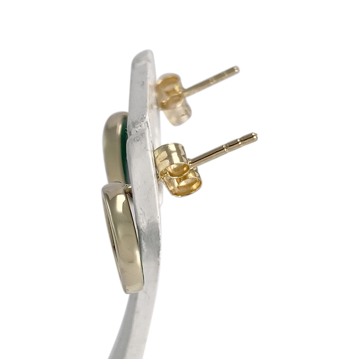 Boucles d'oreilles d'occasion or 375 jaune malachite - vue 2