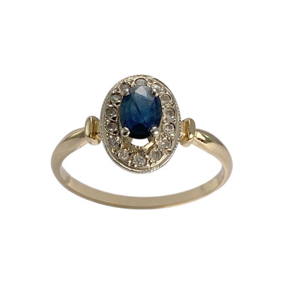 Bague d'occasion or 750 2 tons diamant saphir - vue 1