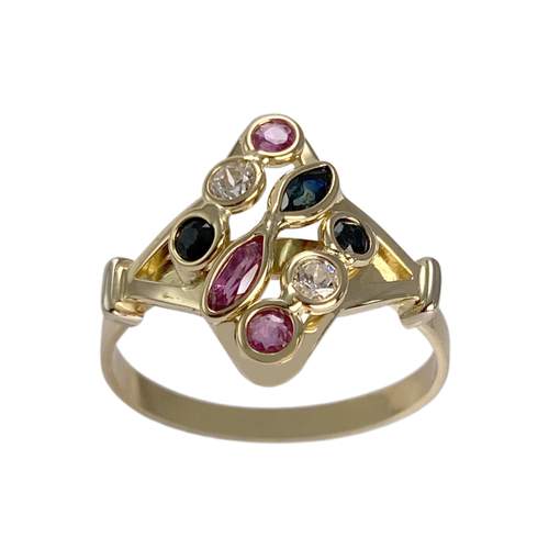 Bague d'occasion or 750 jaune saphir rubis zirconias