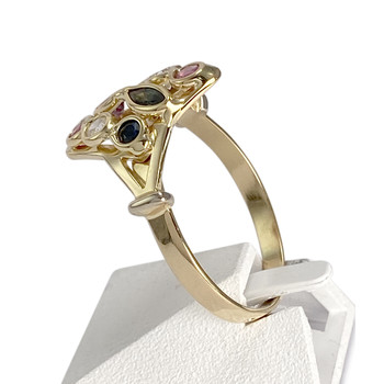 Bague d'occasion or 750 jaune saphir rubis zirconias