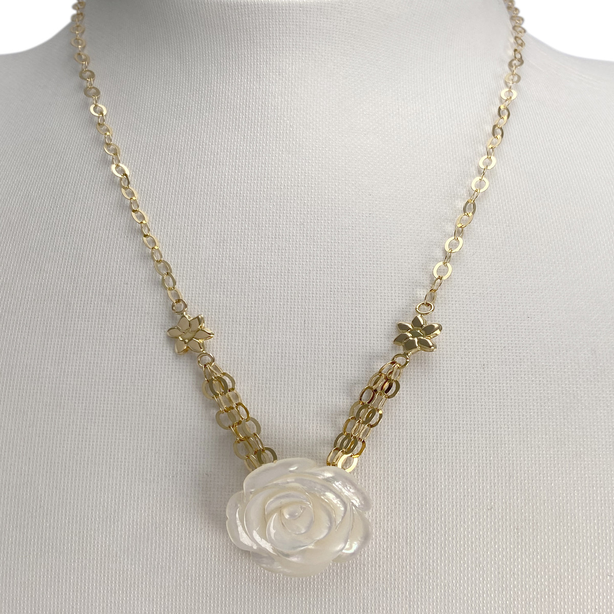 Collier d'occasion or 750 jaune maille fantaisie nacre - vue 2