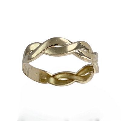 Bague d'occasion  or 375 tressée