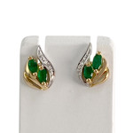 Boucles d'oreilles d'occasion  or 2 tons 750 diamants émeraudes - vue 1
