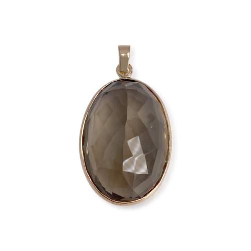 Pendentif d'occasion or 750 jaune quartz fumé