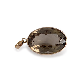 Pre-owned 14K yellow gold pendant with smoky quartz