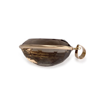 Pre-owned 14K yellow gold pendant with smoky quartz