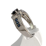 Bague d'occasion or 750 blanc saphirs diamants - vue 2
