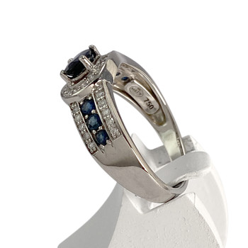 Bague d'occasion or 750 blanc saphirs diamants