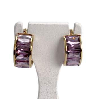 Boucles d'oreilles d'occasion or 585 jaune améthystes
