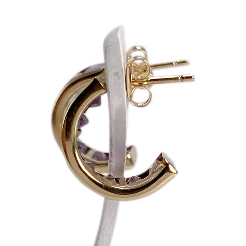 Boucles d'oreilles d'occasion or 585 jaune améthystes - vue 2