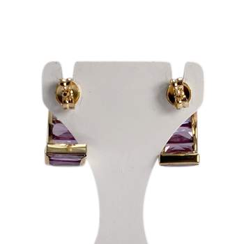 Boucles d'oreilles d'occasion or 585 jaune améthystes