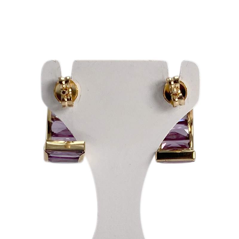 Boucles d'oreilles d'occasion or 585 jaune améthystes - vue 3