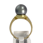 Bague d'occasion or 750 2 tons jaune perle de tahiti diamants - vue 3