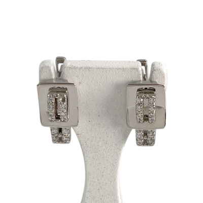 Boucles d'oreilles d'occasion or 750 blanc zirconias - vue 1