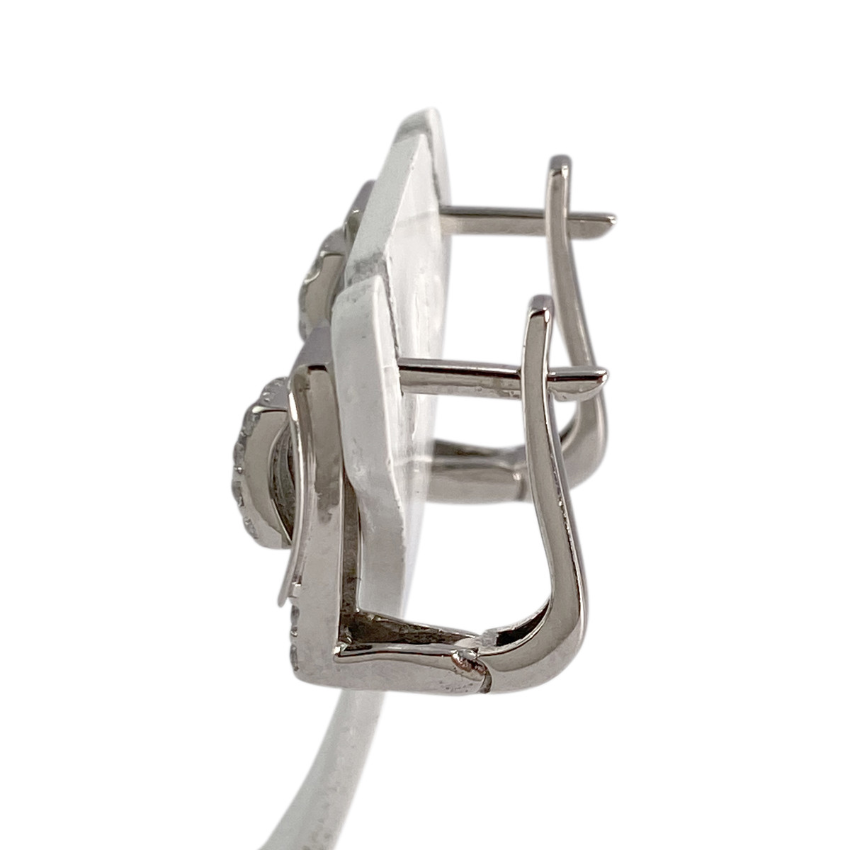 Boucles d'oreilles d'occasion or 750 blanc zirconias - vue 2