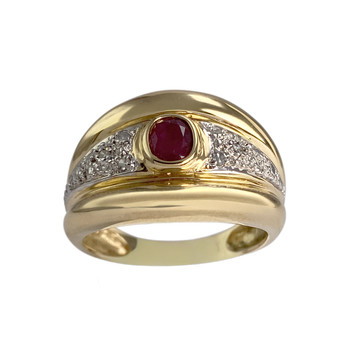 Bague d'occasion or 750 jaune rubis diamants