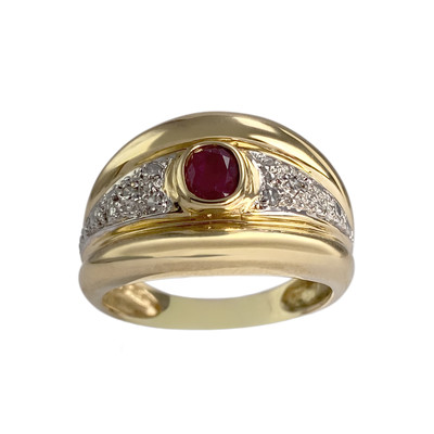 Bague d'occasion or 750 jaune rubis diamants