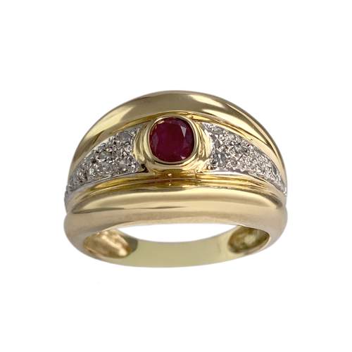 Bague d'occasion or 750 jaune rubis diamants