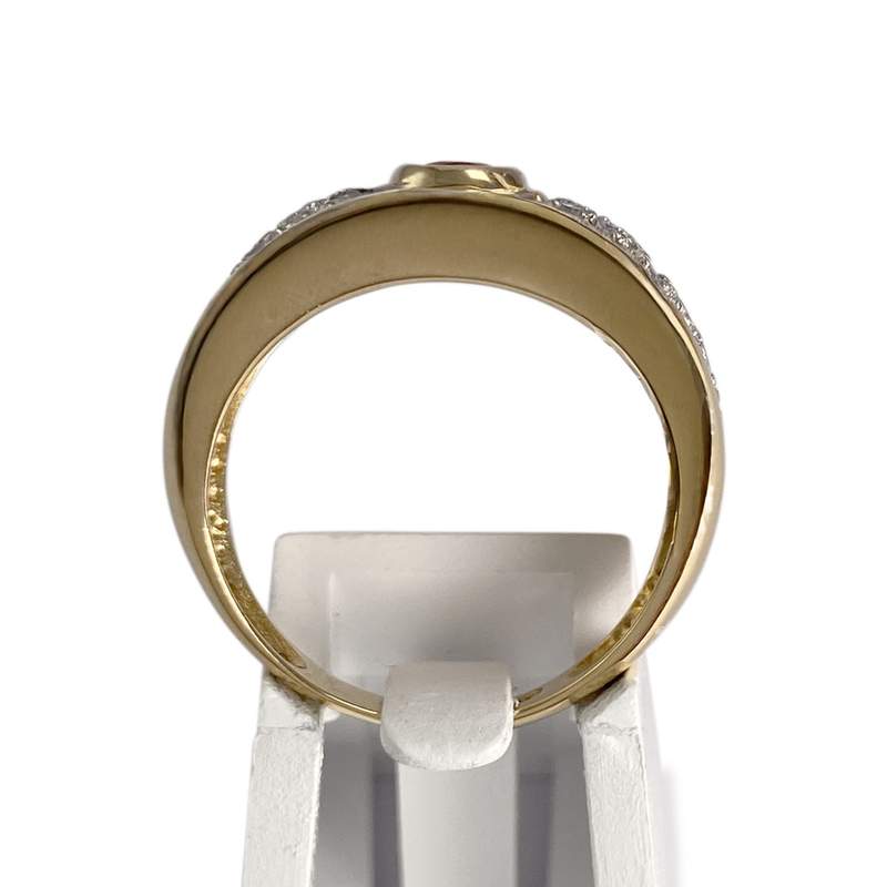 Bague d'occasion or 750 jaune rubis diamants - vue 3