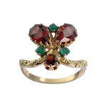 Bague d'occasion or 750 jaune grenats agates - vue 1