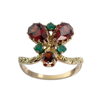 Bague d'occasion or 750 jaune grenats agates