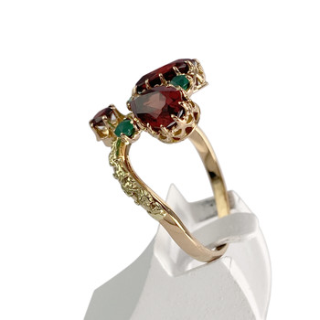Bague d'occasion or 750 jaune grenats agates