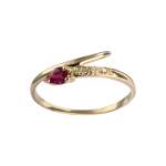 Bague d'occasion or 750 jaune rubis diamants - vue 1