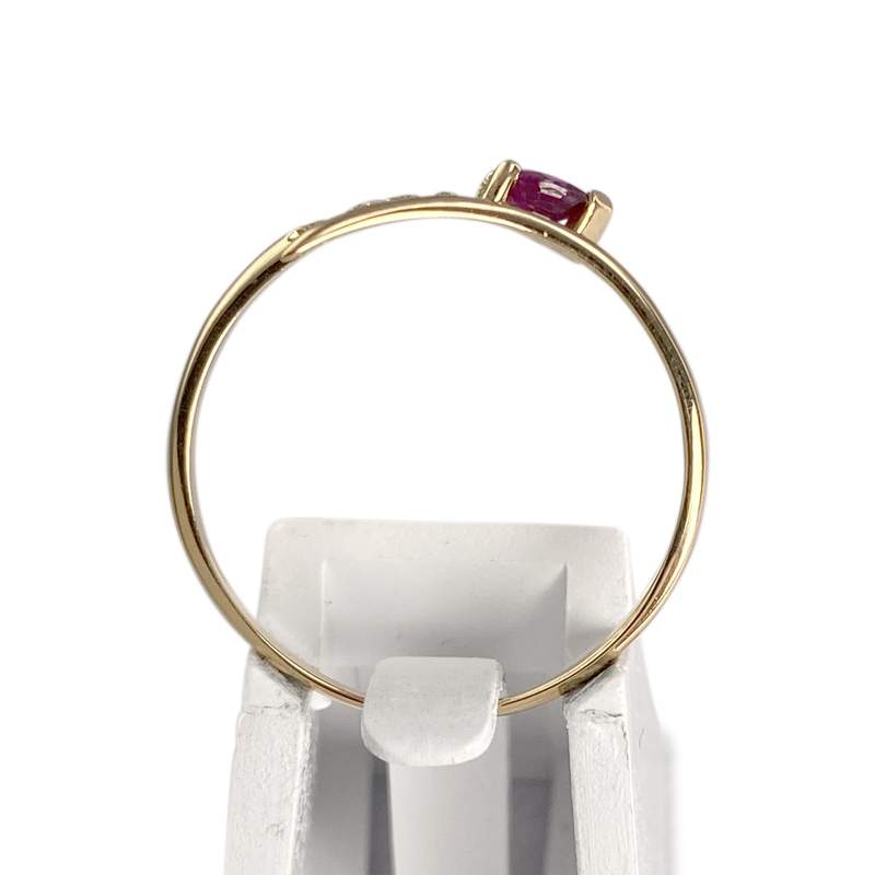 Bague d'occasion or 750 jaune rubis diamants - vue 3