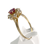 Bague d'occasion or 750 2 tons fleur rubis diamants - vue 2