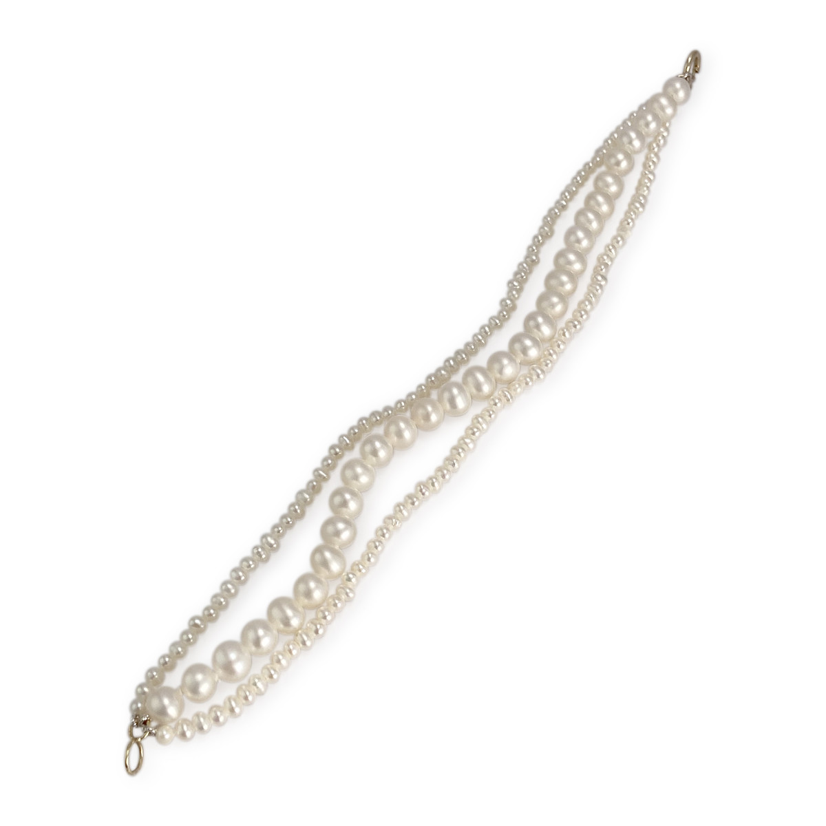 Bracelet d'occasion or 375 jaune maille perles de culture de Chine - vue 2