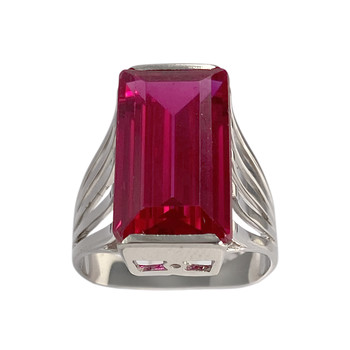 Bague d'occasion or 750 blanc rubis synthétique